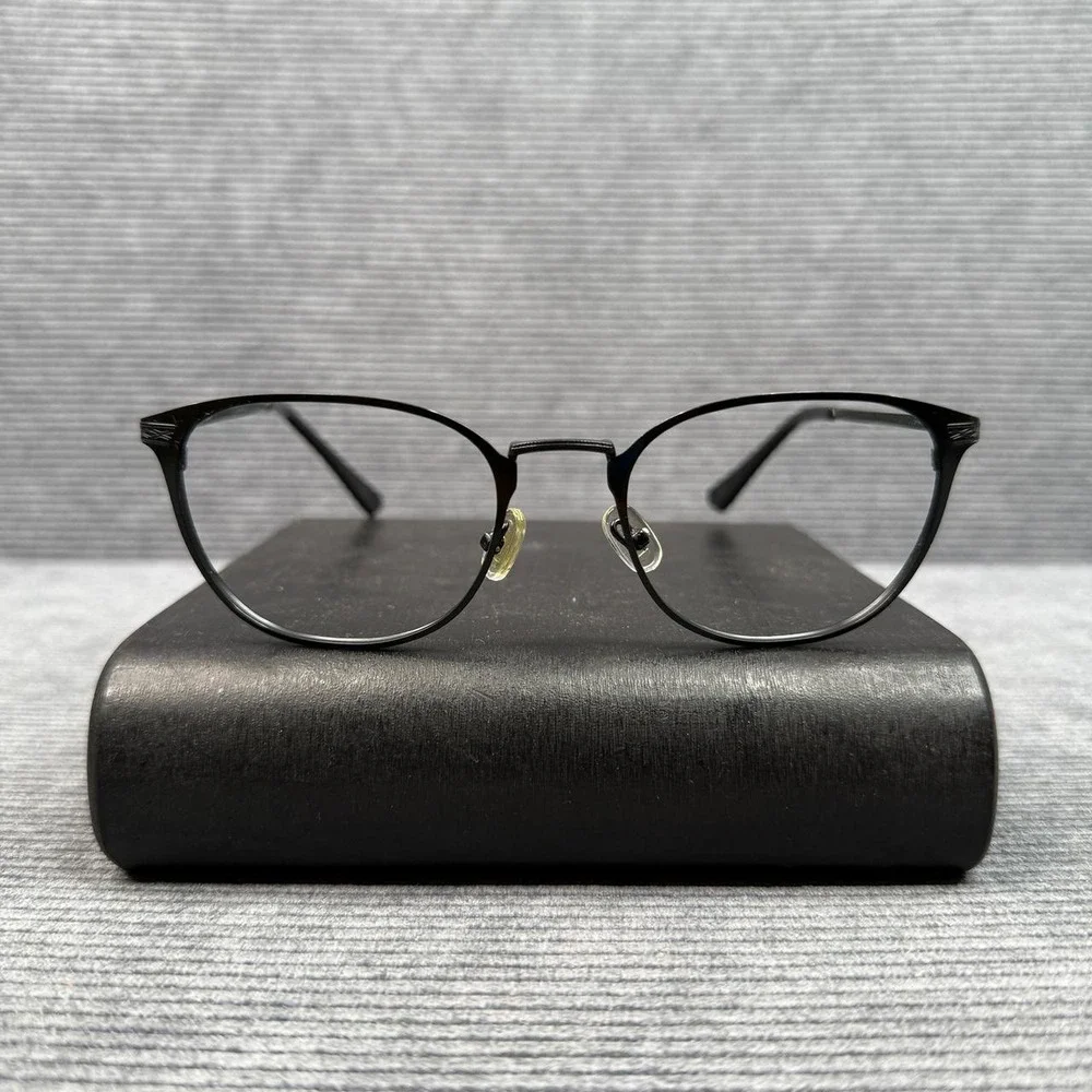 RUEDUFOU Black Metal Round Eyeglasses Frames RDF Logo Y2k